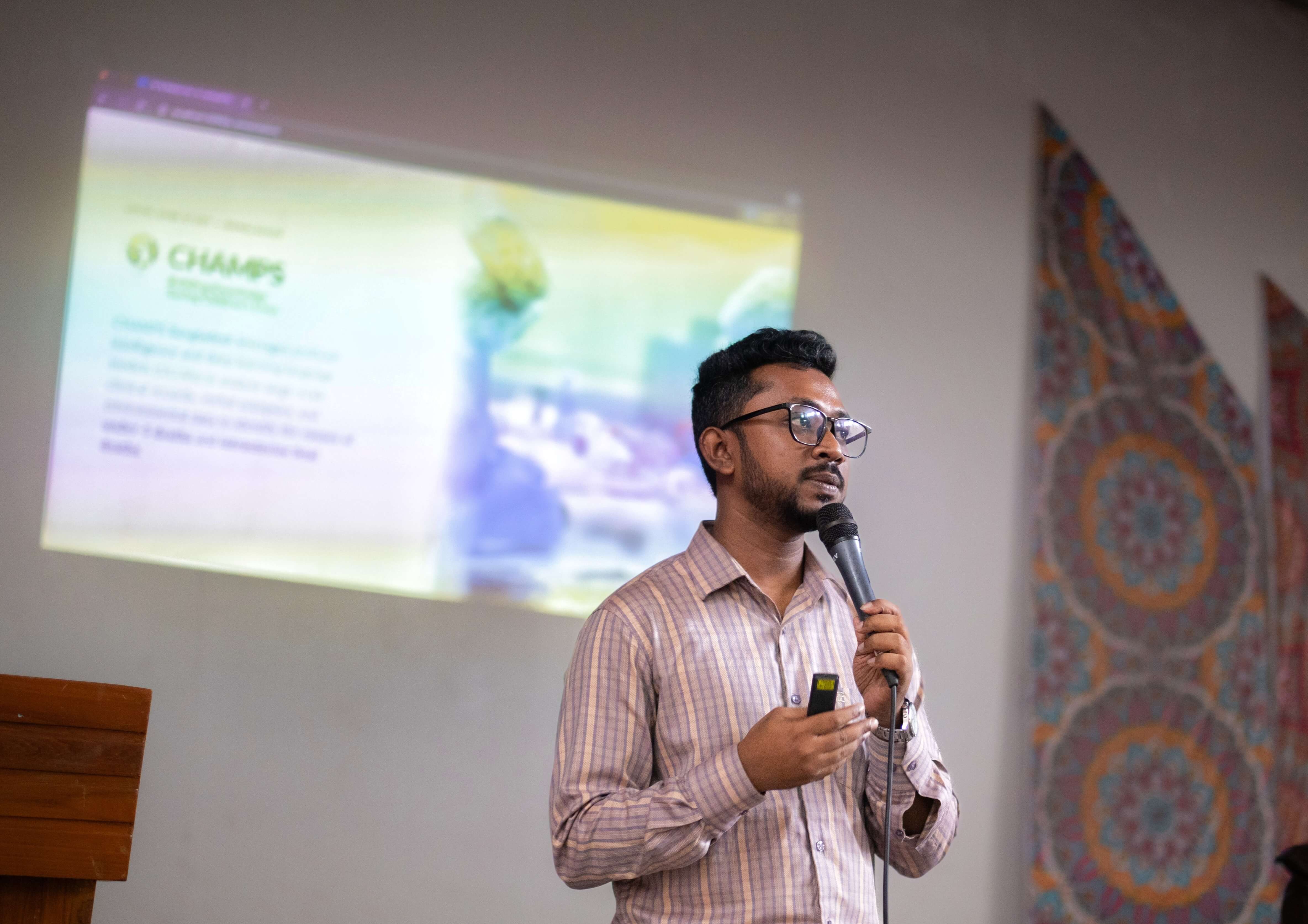 Rajib Biswas delivering keynote address on AI in medical education and healthcare at Faridpur Medical College